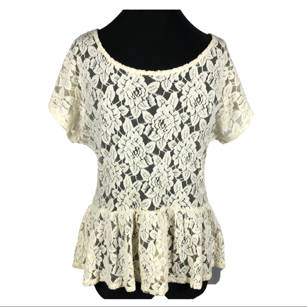 Ransom Lace Peplum Top Size L